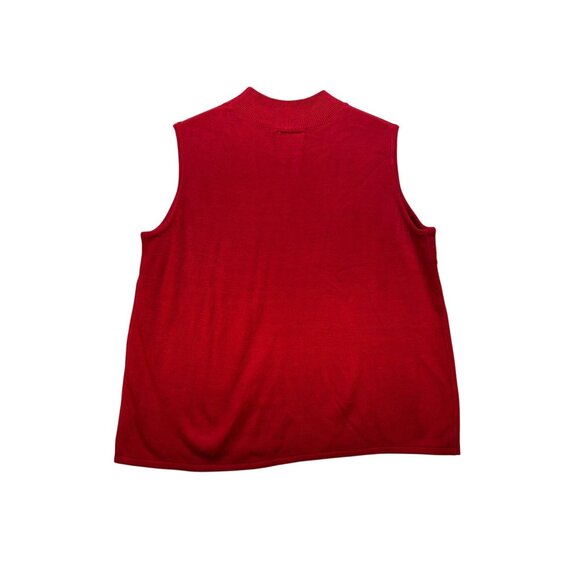 Vintage Designers Originals Sleeveless Knit Sweater Top PLRed Embroidered Holid - Picture 6 of 8
